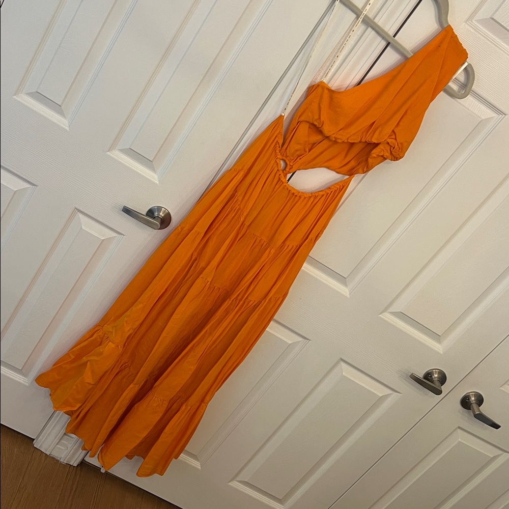 FARM RIO Orange Asymmetrical Tiered Maxi Dress Sz M - NWT!! - Picture 11 of 13